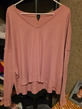 Wild fable Dusty Mauve Ribbed V-Neck Sweater
